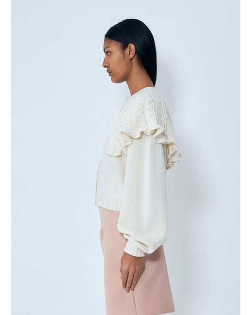 Chloé White Wool-And-Cashmere-Blend Cardigan
