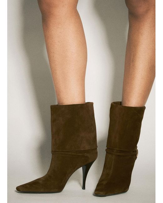Saint Laurent Green Ricky Suede Boots