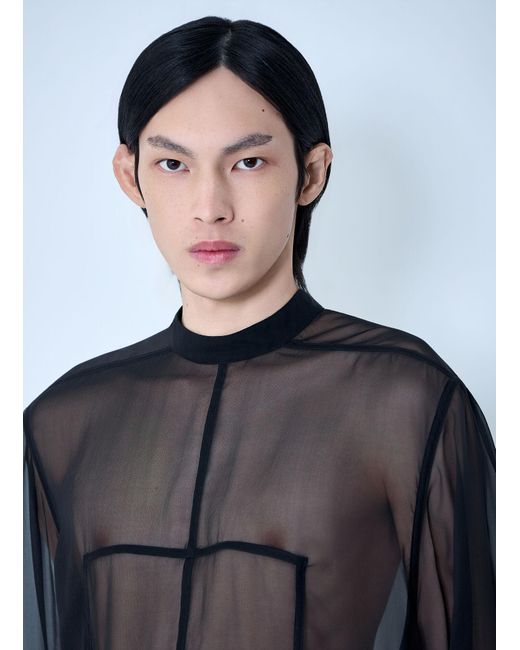 Rick Owens Blue Sheer Panel Shirt for men