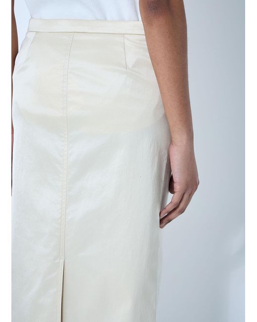Totême  White Cotton-Blend Midi Skirt