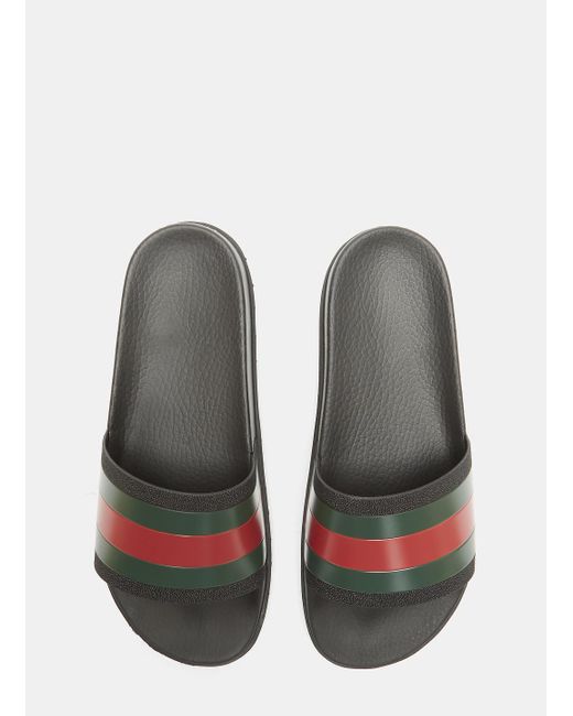 gucci striped rubber slides
