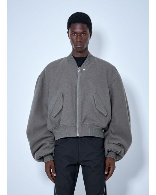 Rick Owens Gray Zip-Up Bomber Jacket for men