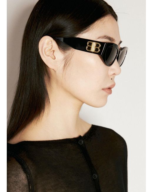 Balenciaga Black Bossy Round Sunglasses