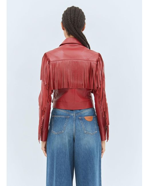 Chloé Red Chloã Fringed Leather Jacket