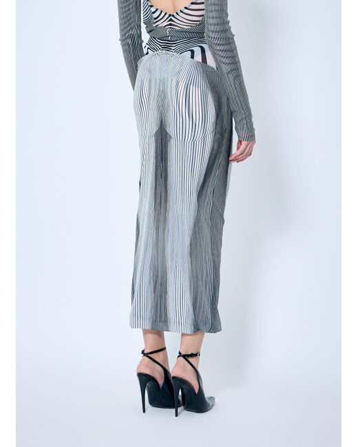 Jean Paul Gaultier Blue Double-Layer Mesh Midi Skirt