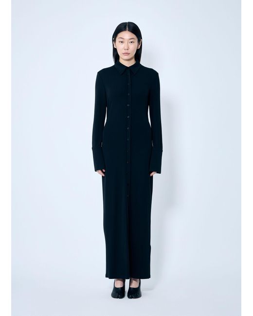 Sportmax Blue Crepe Jersey Shirt Dress