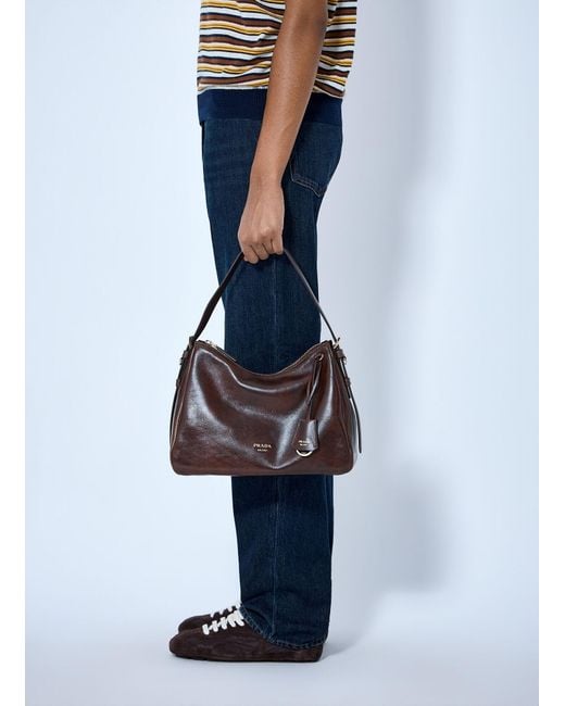 Prada Brown Aimée Medium Leather Shoulder Bag