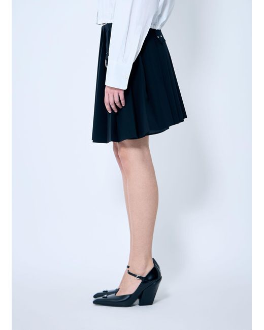 Prada Blue Pleated Wool Skirt