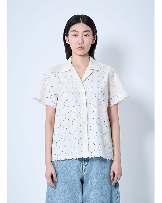 Moncler White Lace Button-Down Shirt