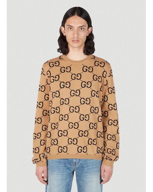 Gucci Natural Gg Jacquard Sweater for men