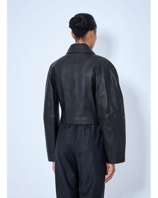 Rohe Blue Rounded Grain Leather Cropped Jacket