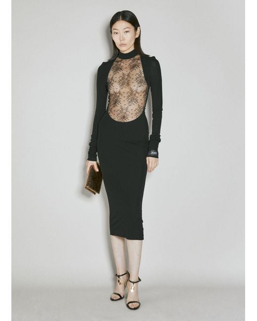 Dolce & Gabbana Black Chantilly Lace Insert Jersey Dress