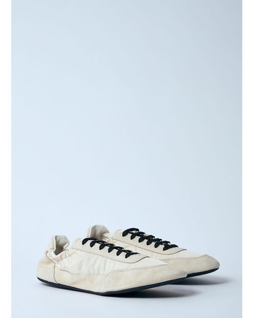Prada White Collapse Re-Nylon And Suede Sneakers