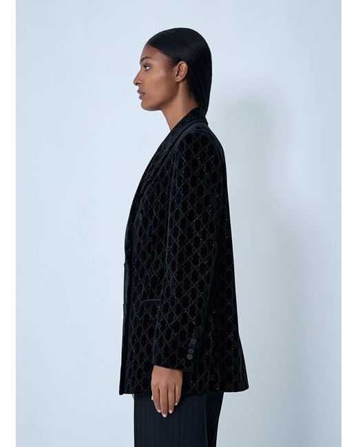 Gucci Blue Gg Velvet Blazer
