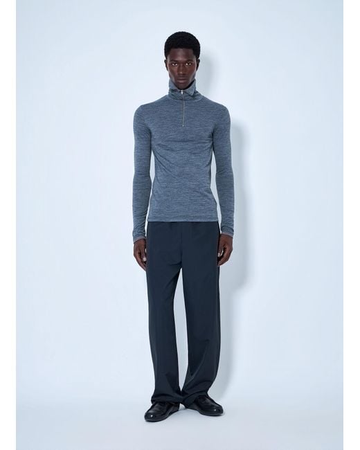 Jil Sander Blue Half-Zip Long Sleeve Top for men