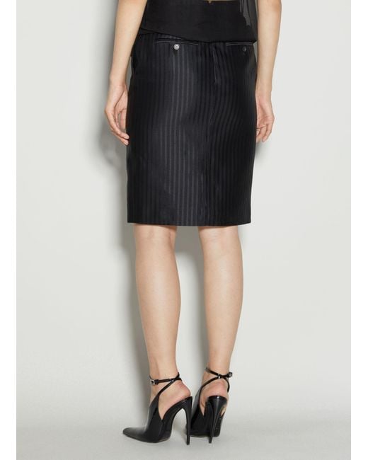 Saint Laurent Black Striped Pencil Skirt