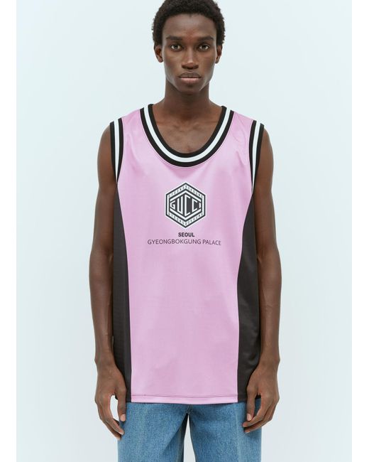 Gucci Pink Brand-print Relaxed-fit Jersey Top for men