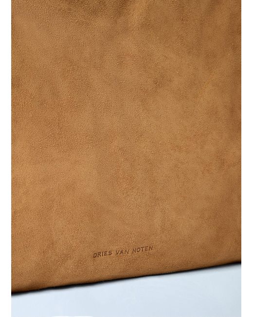 Dries Van Noten Brown Blossom Suede Top Handle Bag