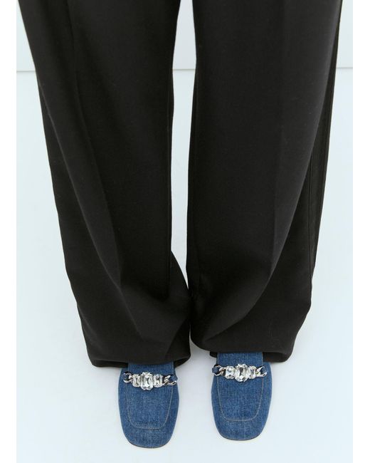 Miu Miu Blue Crystal Embellished Denim Pumps