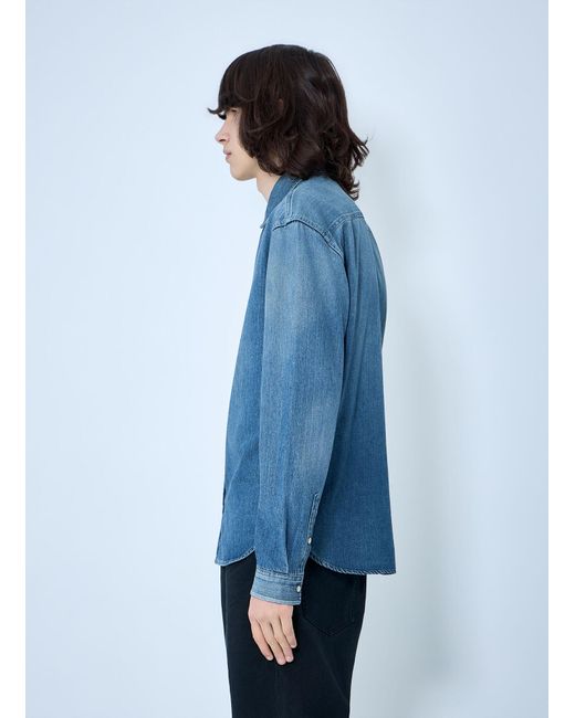 Saint Laurent Blue Cassandre Denim Shirt for men
