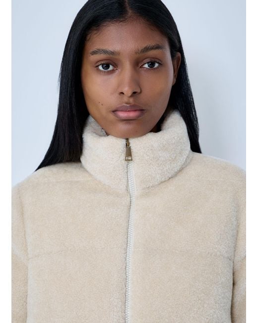 Moncler White Cedre Teddy Down Jacket
