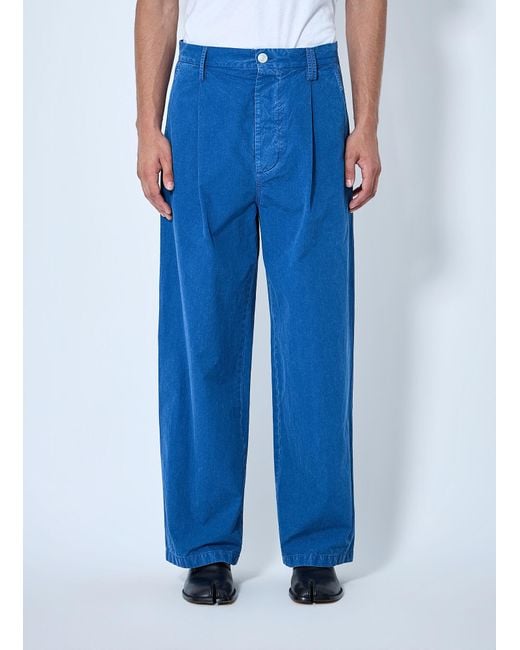 Marni Blue Pleated Wide-Leg Trousers for men
