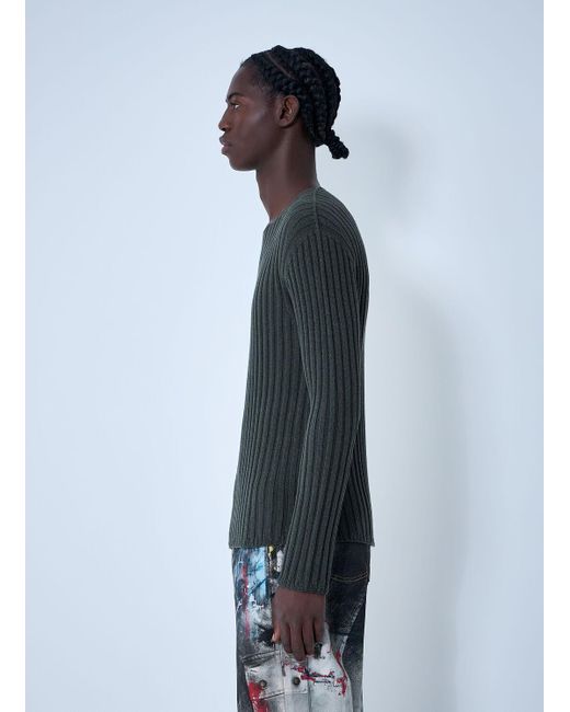 Acne Gray Cotton Rib Sweater for men