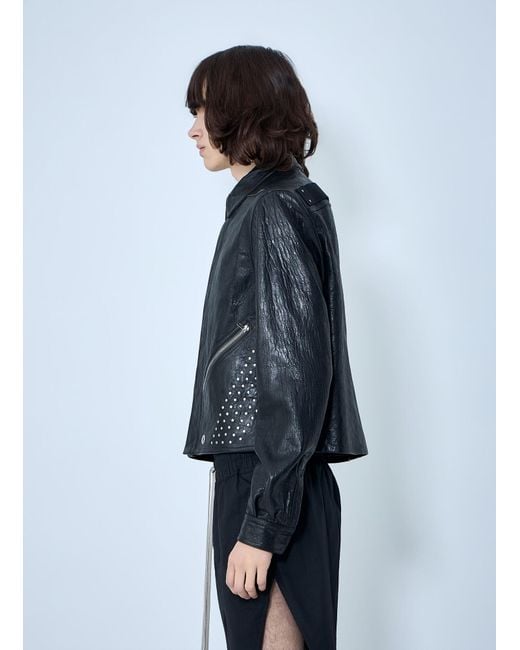 Rick Owens Blue Studded Leather Jacket for men