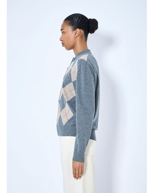 Rohe Blue Argyle Mouliné Polo