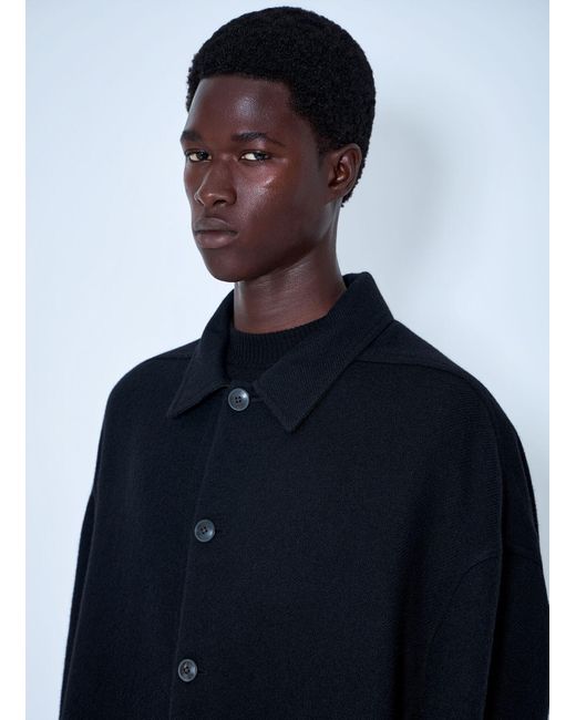 Rick Owens Blue Buttoned Brad Coat for men