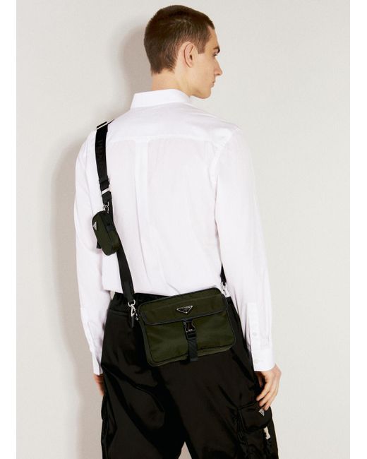 Prada White Re-nylon And Saffiano Leather Crossbody Bag for men