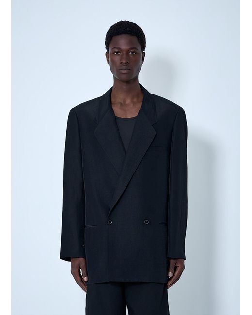 Lemaire Blue Double-Breasted Tailored Blazer for men