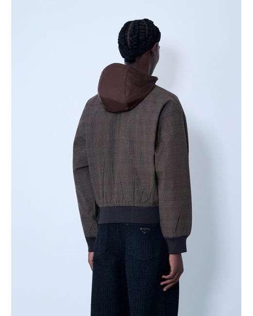 Prada Blue Hooded Wool Jacket for men