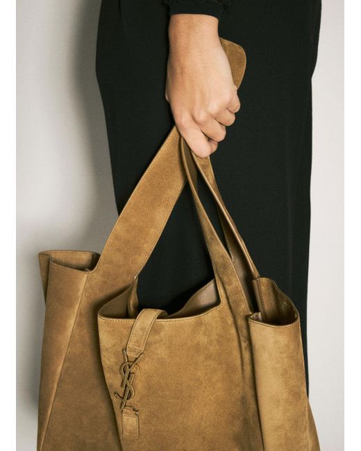 Saint Laurent Le 5 À 7 Bea Suede Shoulder Bag in Natural | Lyst