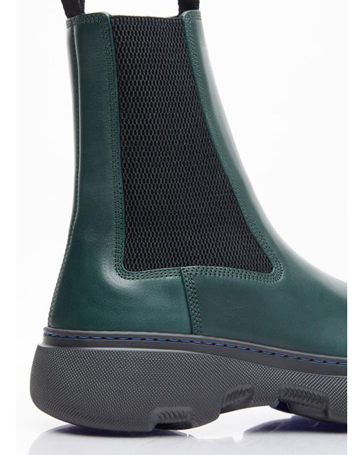 Burberry Blue Leather Creeper Chelsea Boots for men