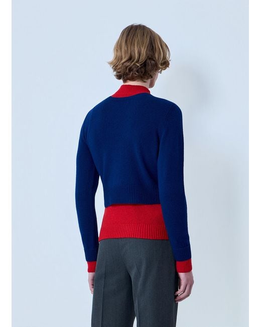 Jil Sander Blue Layered Knit Sweater for men