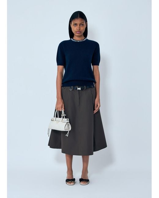 Prada Blue Wool And Cashmere Crew-Neck Sweater
