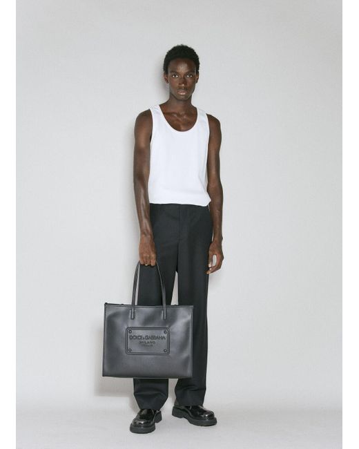 Dolce & Gabbana Gray Embossed Logo Tote Bag for men