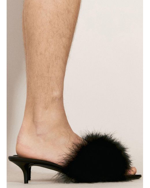 Balenciaga Black Boudoir Feather-trimmed Heels for men