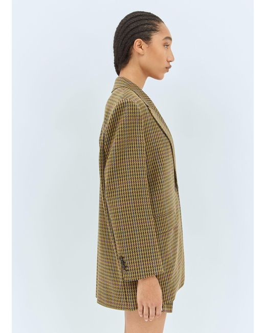 Max Mara Green Oversized Pied De Poule Blazer