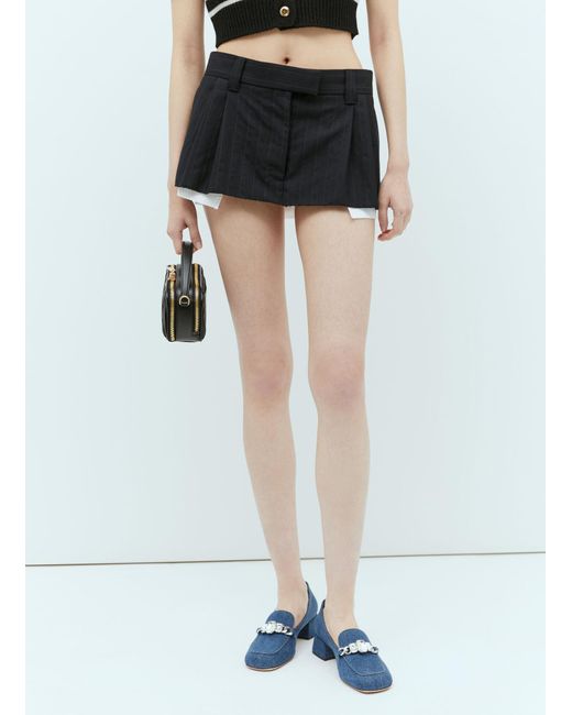 Miu Miu Black Pinstripe Wool Miniskirt
