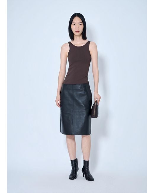Totême Blue Paneled Leather Skirt