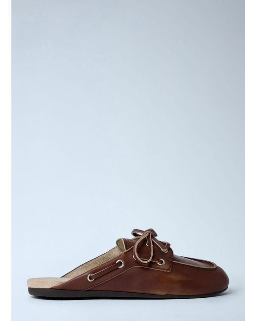 Miu Miu Brown Leather Lace-up Mules