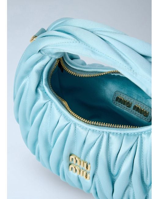 Miu Miu Blue Wander Matelassé Satin Mini Bag