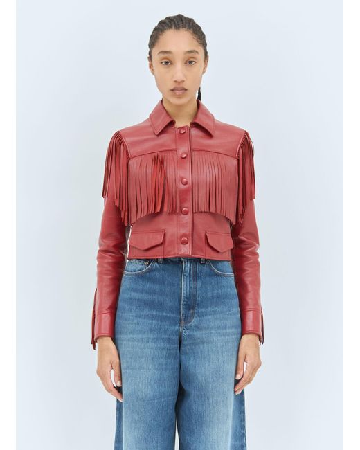 Chloé Red Chloã Fringed Leather Jacket