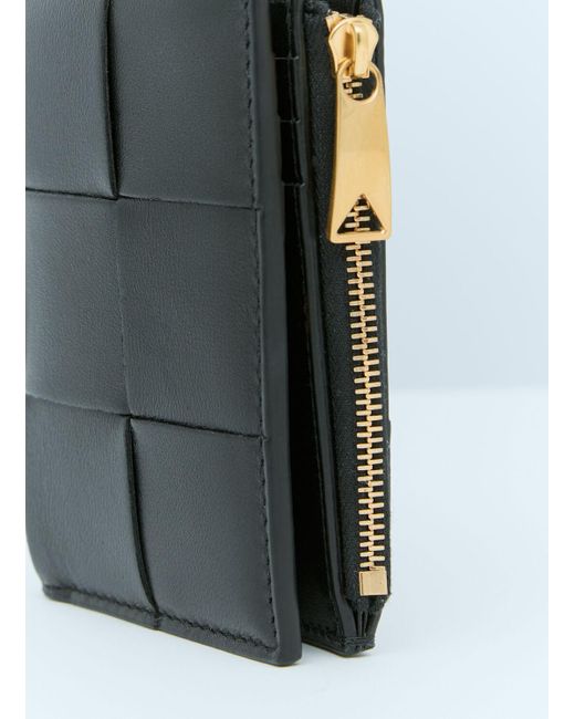 Bottega Veneta Black Small Cassette Bi-fold Zip Wallet