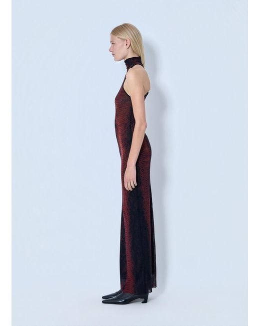 Jean Paul Gaultier Blue Mesh High Neck Python Printed Long Dress
