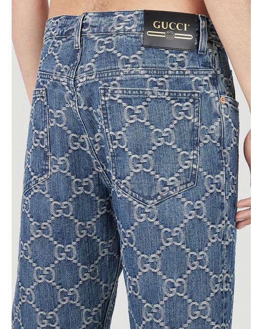 Gucci Blue GG Jacquard Jeans for men