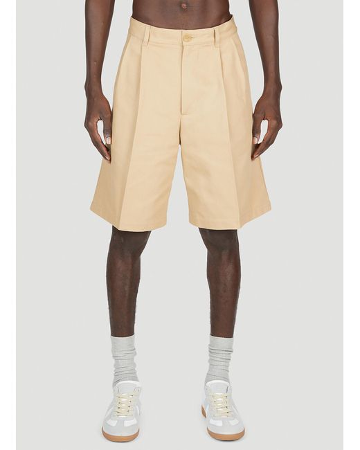Gucci Natural Folded Pleat Shorts for men