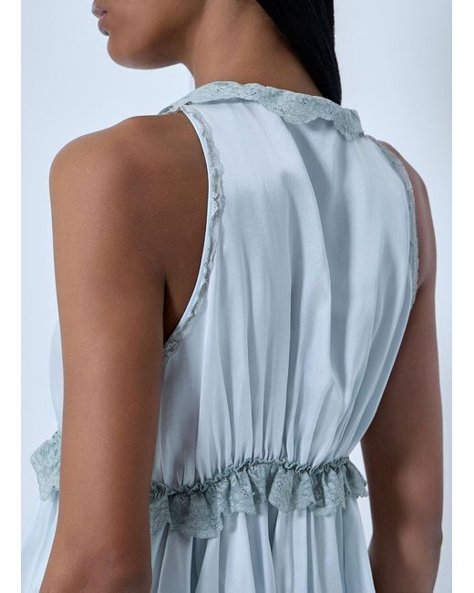 Chloé Blue Silk Satin Tie-Front Top